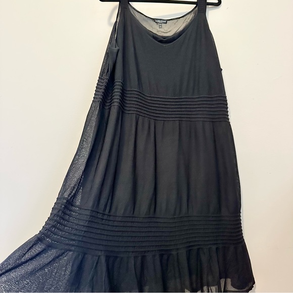 Eileen Fisher Black Silk Dress 3X Minimalist Flowy Sheer Overlay Lagenlook - Picture 5 of 9